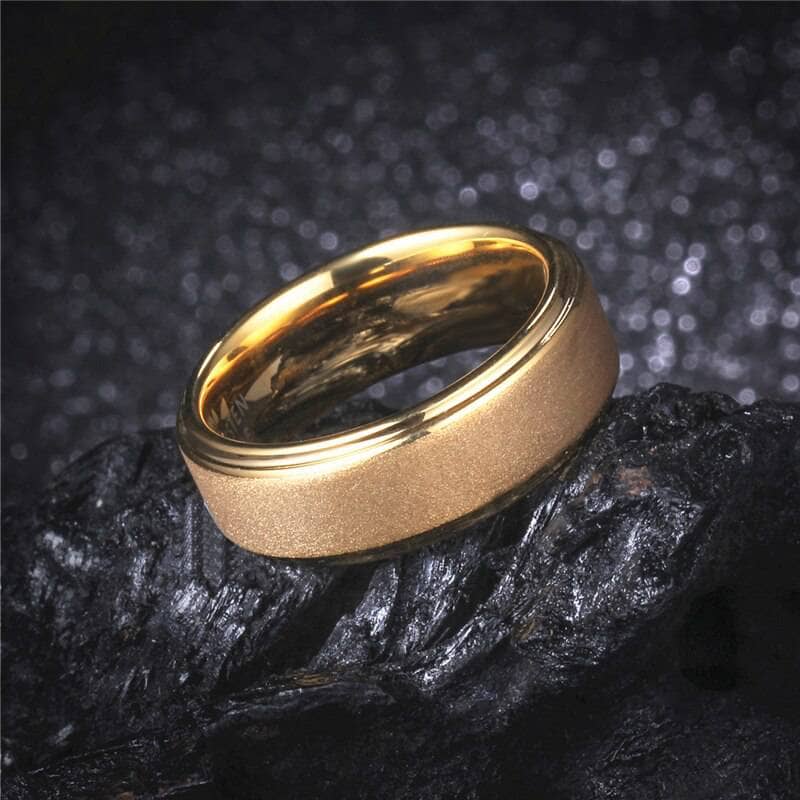 8mm Sandblasting Finish His & Hers Tungsten Wedding Band-Black Diamonds New York