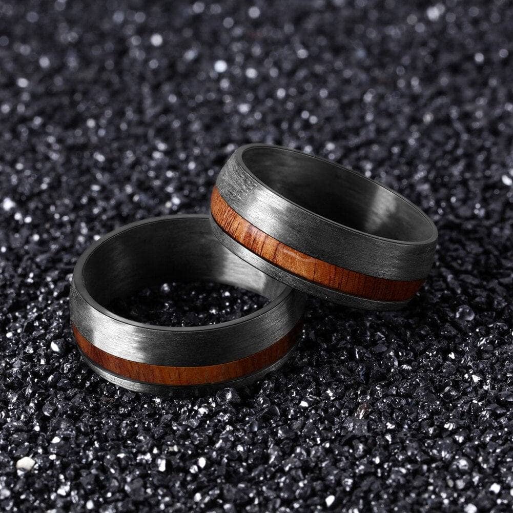 8mm Wide Carbon Fiber Ring Inlaid Veneer Men's Wedding Band-Black Diamonds New York
