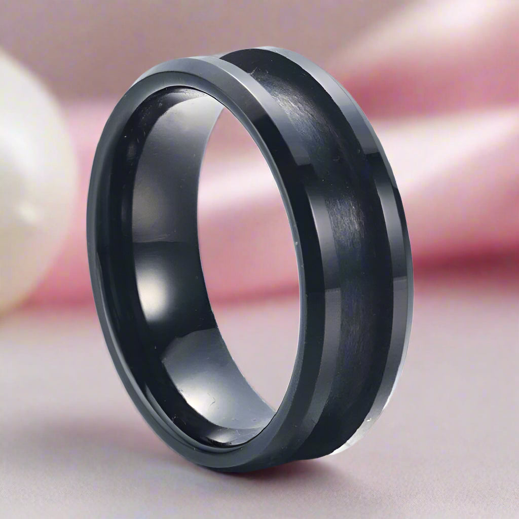 Black Tungsten Carbide Wedding Band for Men & Women-Black Diamonds New York