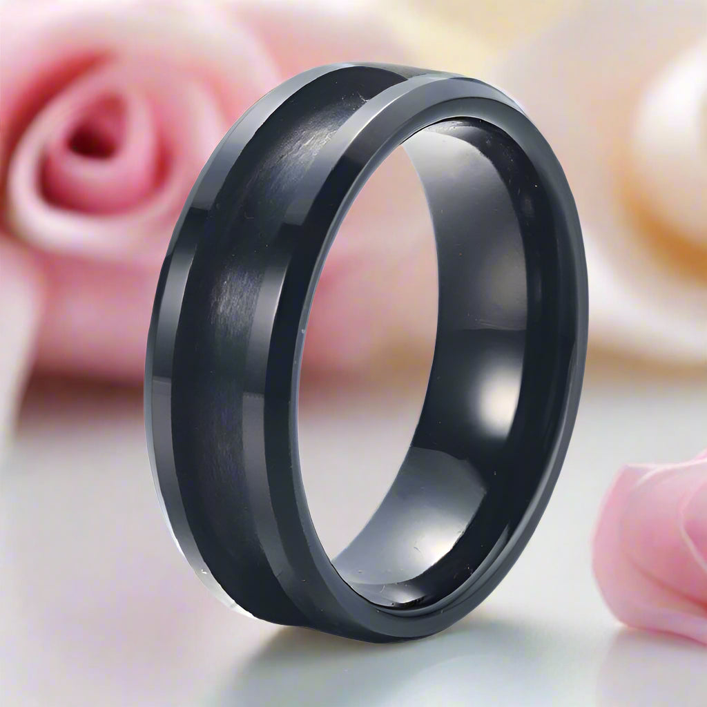 Black Tungsten Carbide Wedding Band for Men & Women-Black Diamonds New York
