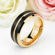8mm Black and Gold Tungsten Men's Wedding Band-Black Diamonds New York