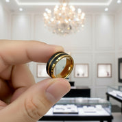 8mm Black and Gold Tungsten Men's Wedding Band-Black Diamonds New York