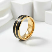 8mm Black and Gold Tungsten Men's Wedding Band-Black Diamonds New York