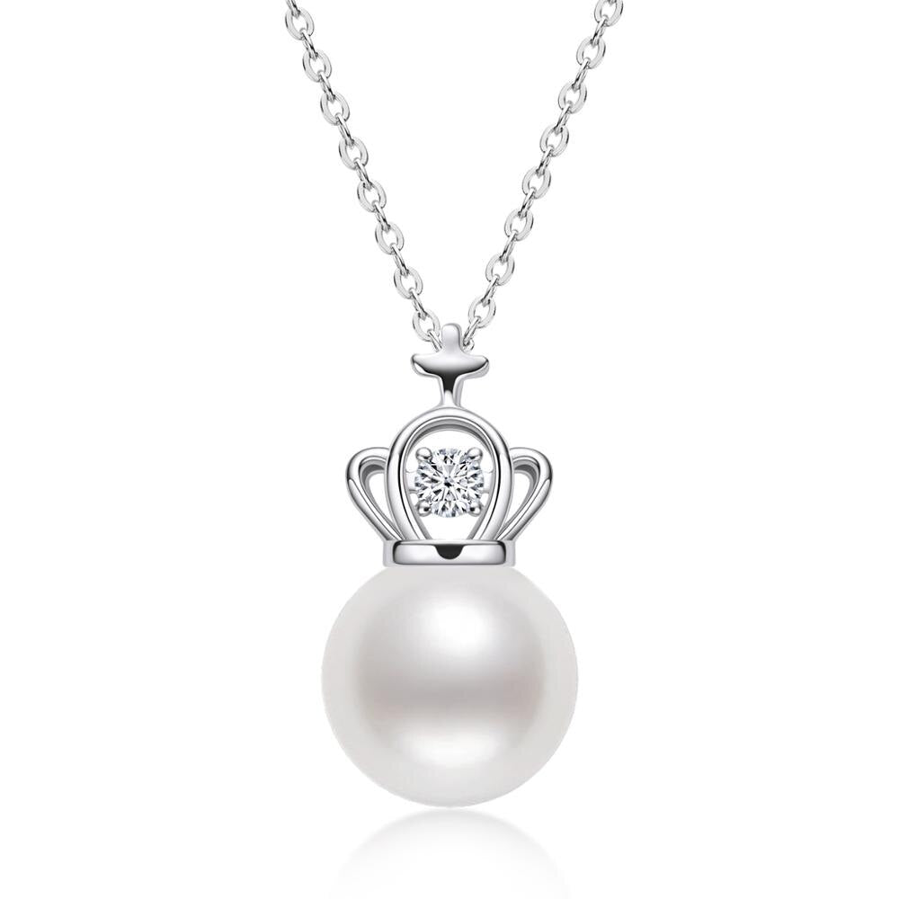 Freshwater Pearl Crown Pendant Necklace-Black Diamonds New York
