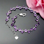 9.04 Ctw Natural Amethyst Gemstone Bracelet-Black Diamonds New York