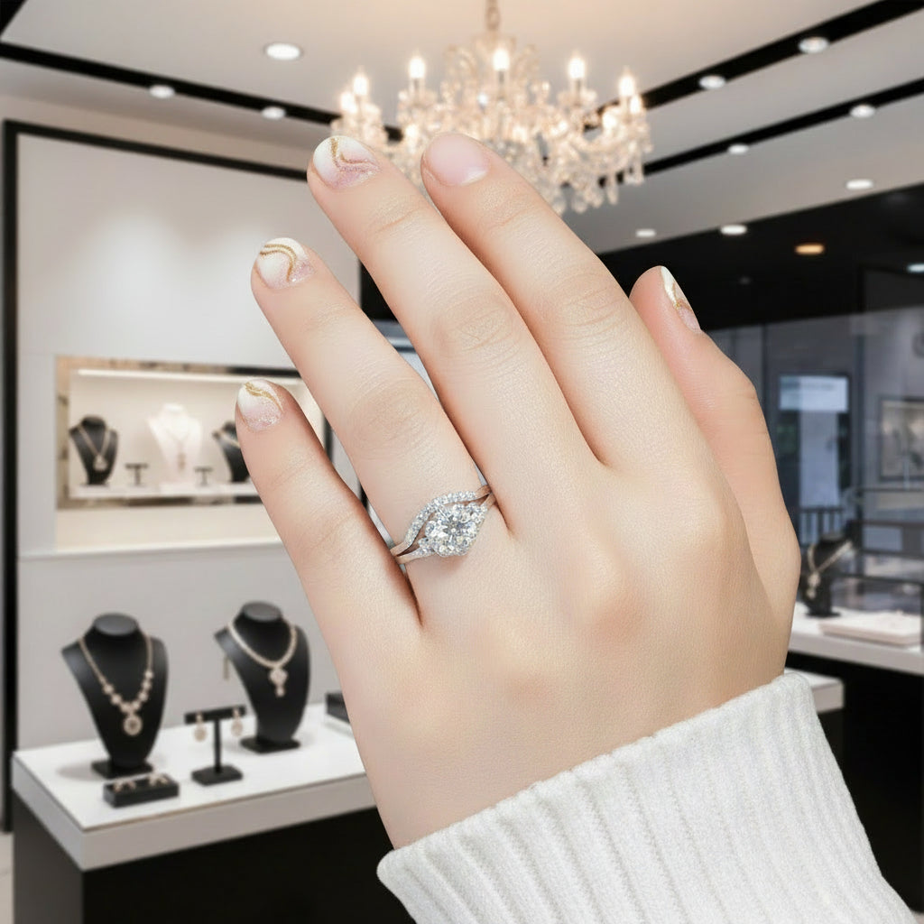 925 Sterling Silver 0.7ct Diamond Stacking Diamond Ring Set-Black Diamonds New York