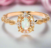 Oval Cut Natural Opal Ring-Black Diamonds New York