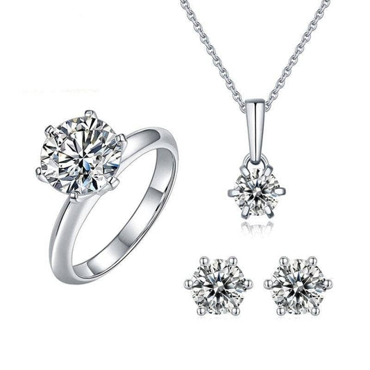 925 Sterling Silver Round Moissanite Jewelry Set-Black Diamonds New York