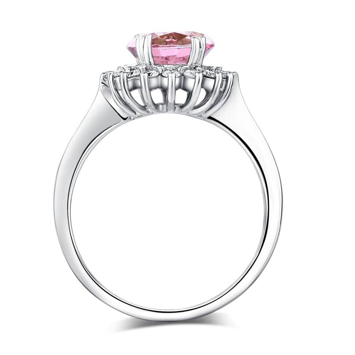 14K White Gold 2.8ct Pink Topaz 0.35ct Natural Diamond Ring