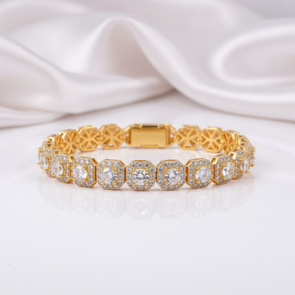 9mm Square Hip Hop Diamond Option Bracelet-Black Diamonds New York