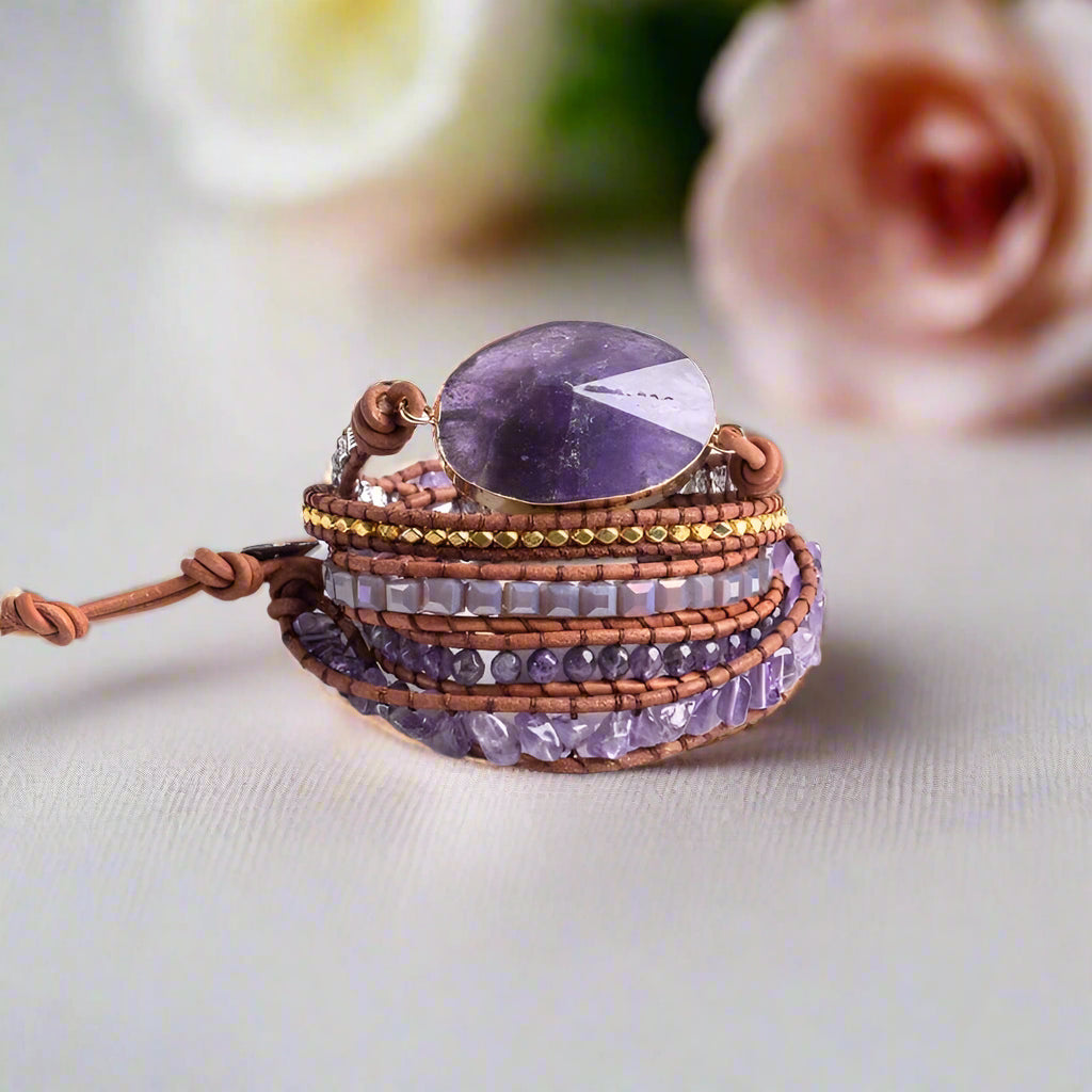 Amethyst & Crystals Bohemian Bracelet-Black Diamonds New York