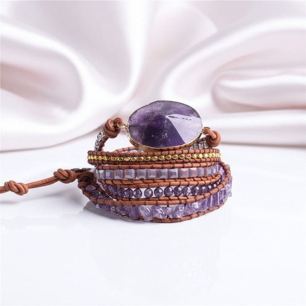 Amethyst & Crystals Bohemian Bracelet-Black Diamonds New York