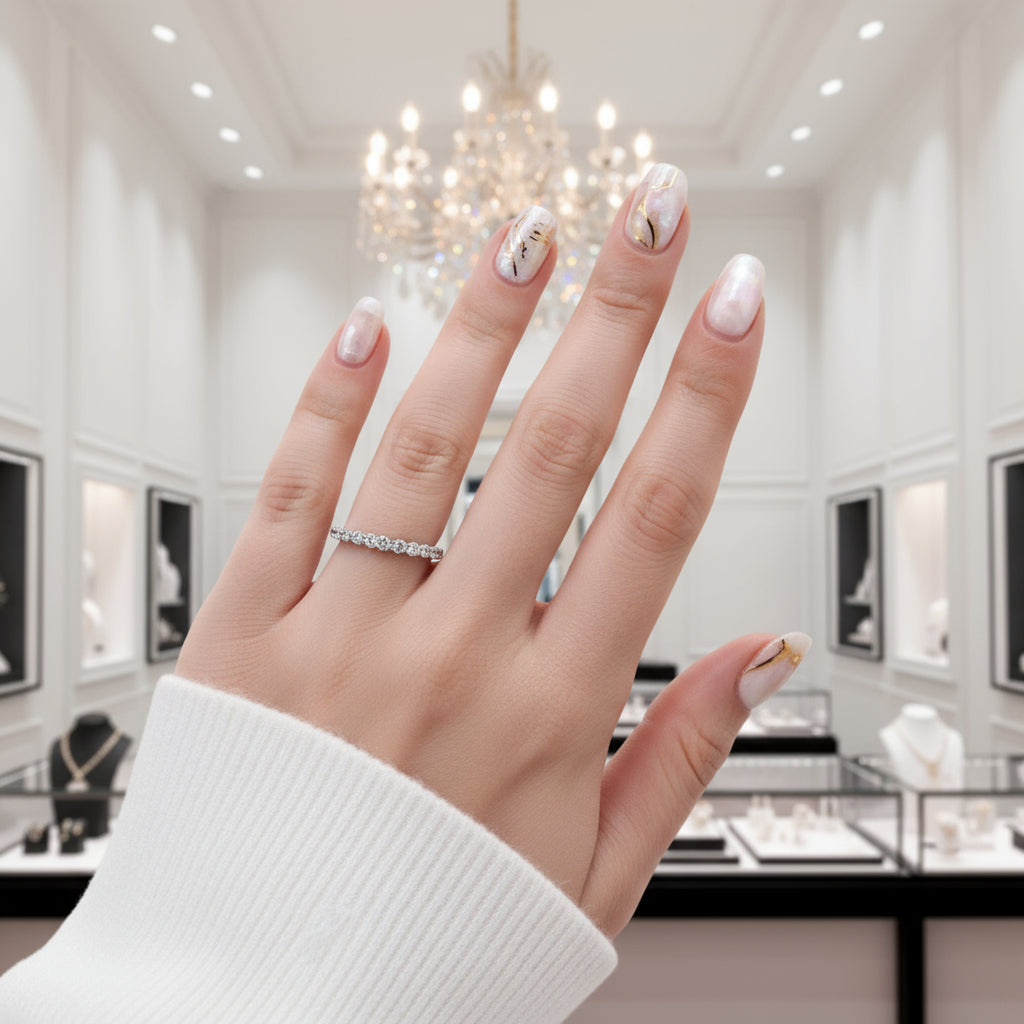 Art Deco Women's Wedding Band-Black Diamonds New York