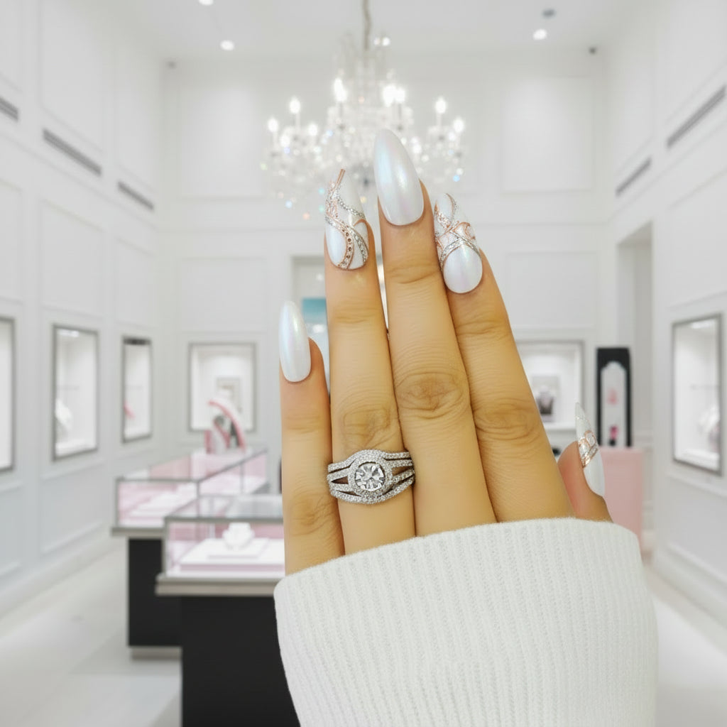 Beautiful 3-Piece Diamond Option Bridal Ring Set-Black Diamonds New York
