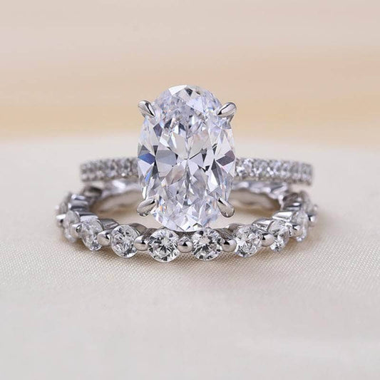 3.5ct Oval Cut Simulated Diamond Wedding Ring Set-Black Diamonds New York