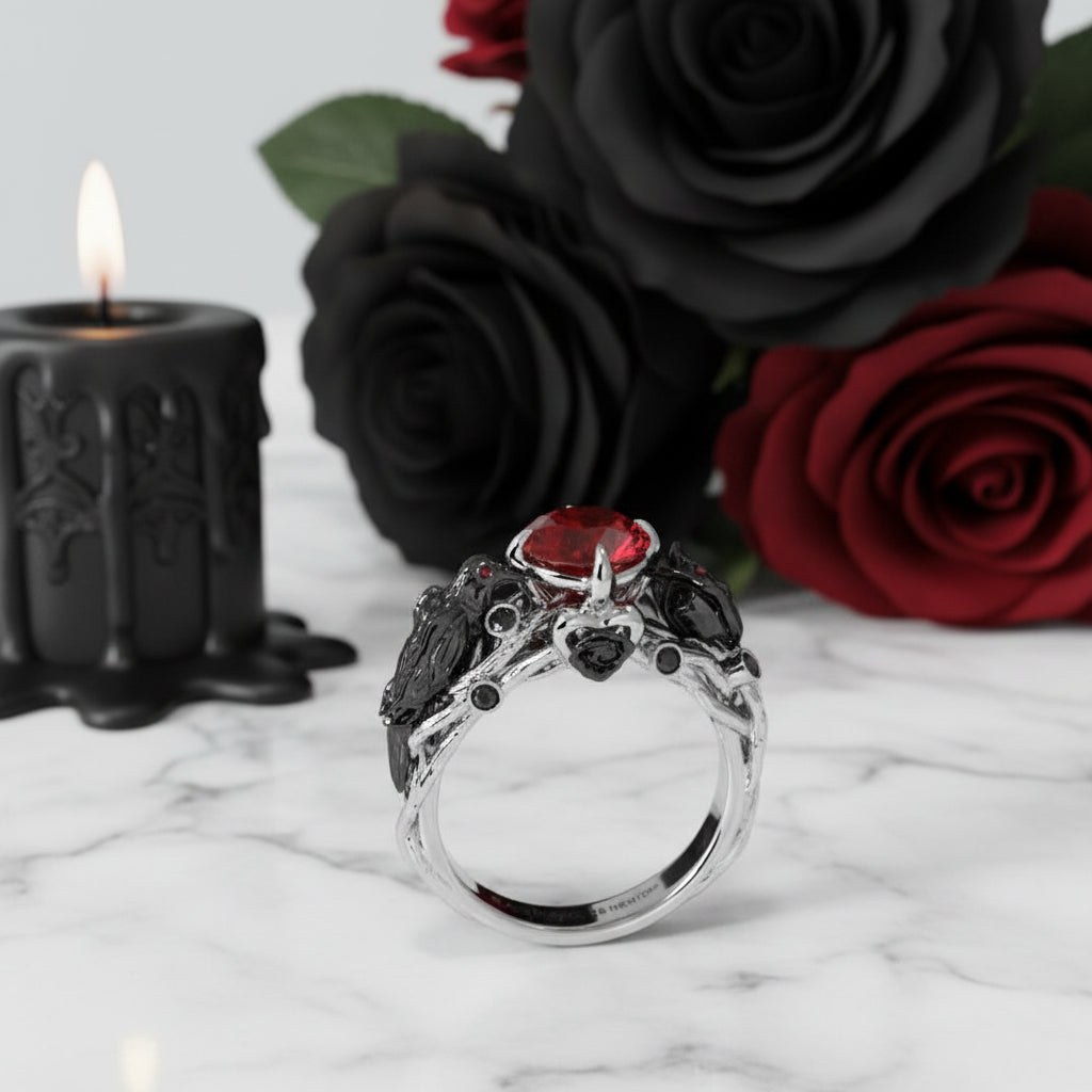 Black Crow- 1.25 Carat Diamond Gothic Wedding Ring-Black Diamonds New York