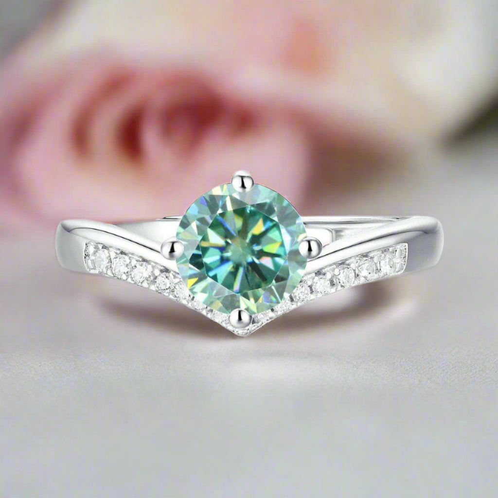 Chevron Ring 1.0ct Green Diamond Adjustable Ring-Black Diamonds New York