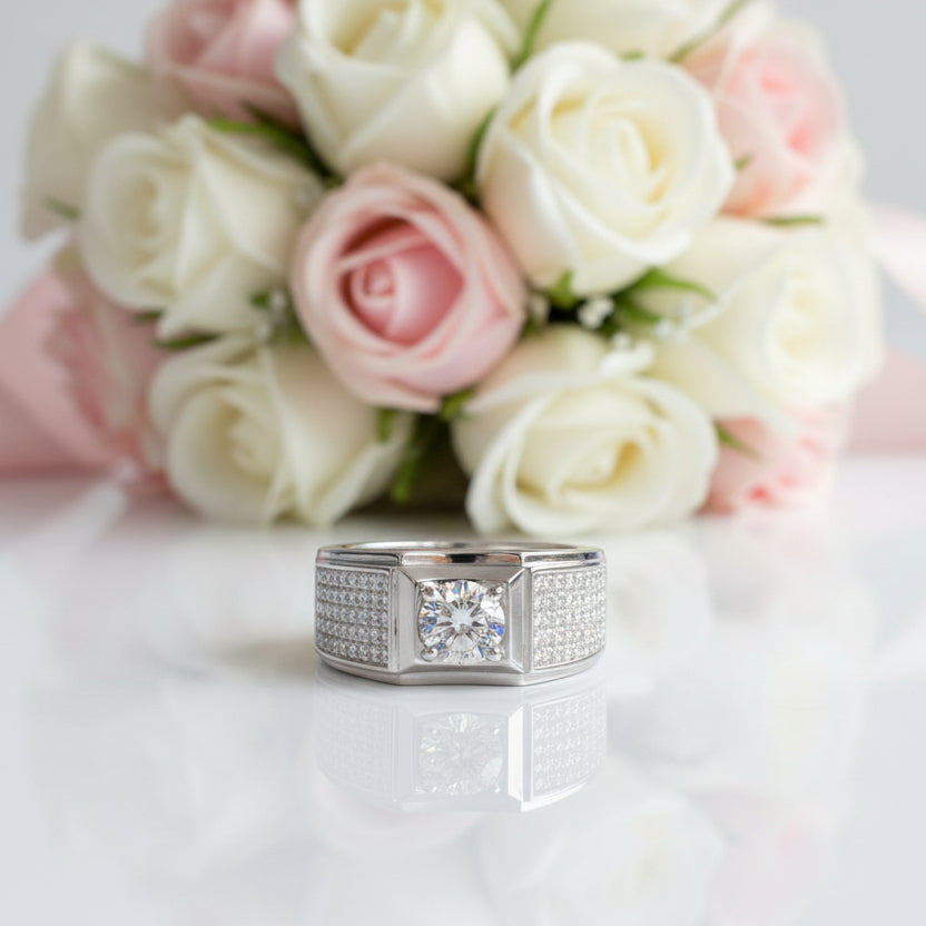 Classic 1.0Ct Diamond Option Men's Wedding Ring-Black Diamonds New York