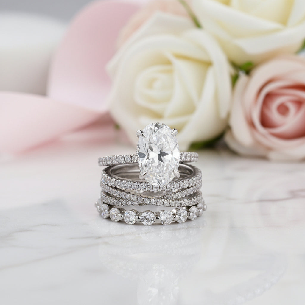 Classic Oval Cut Diamond Bridal Set-Black Diamonds New York