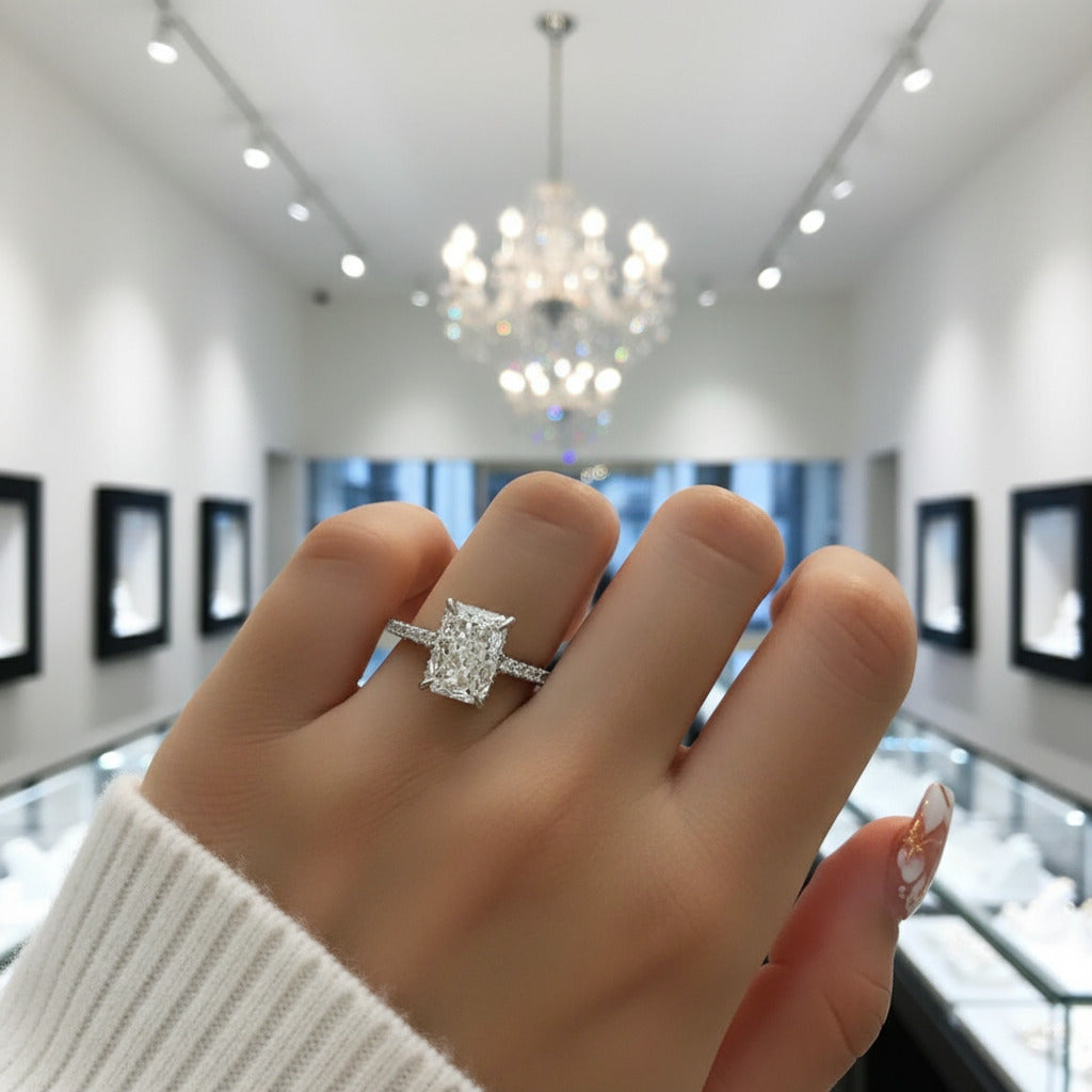 Classic Radiant Cut Diamond Engagement Ring-Black Diamonds New York