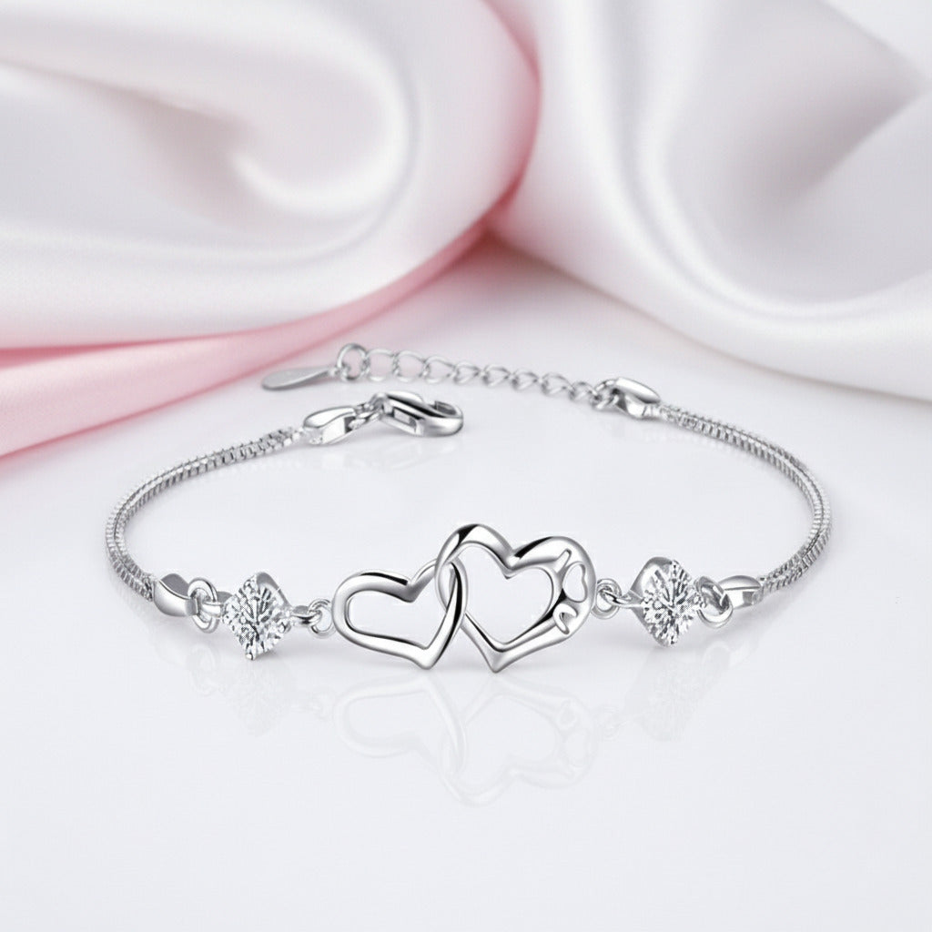 Connected Hearts Bracelet with Diamond Option-Black Diamonds New York