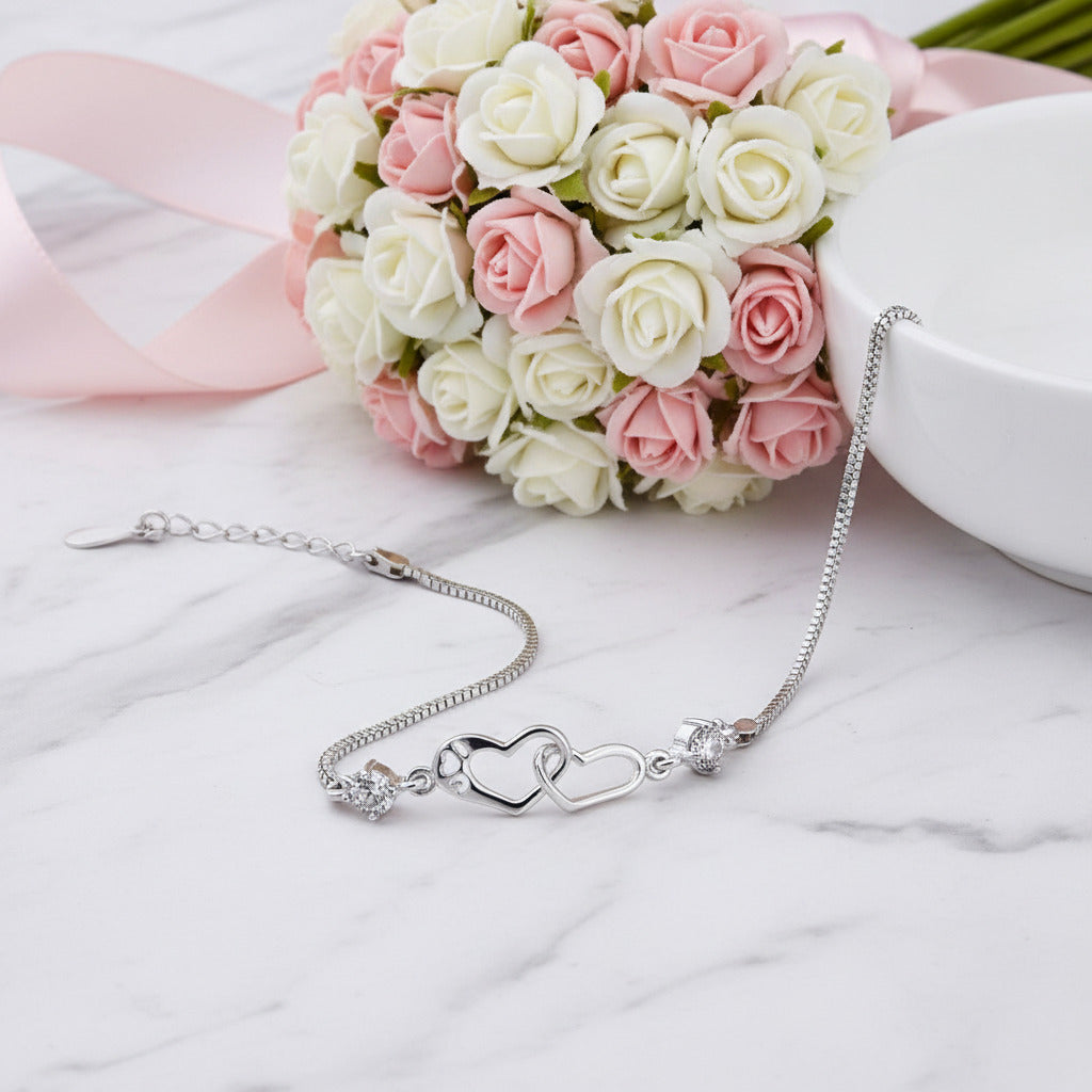 Connected Hearts Bracelet with Diamond Option-Black Diamonds New York