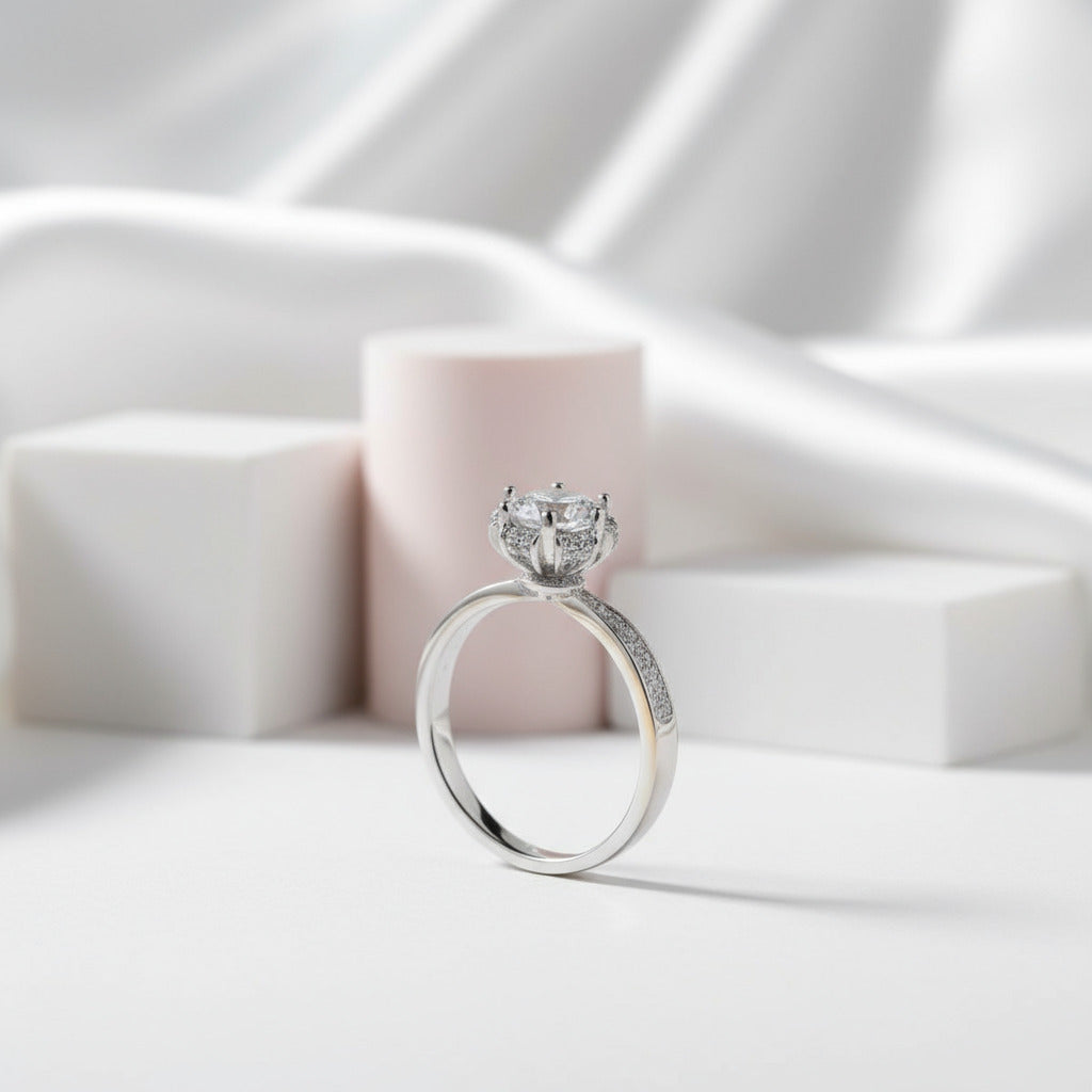 Crown Diamond 1Ct VVS1 Engagement Ring-Black Diamonds New York