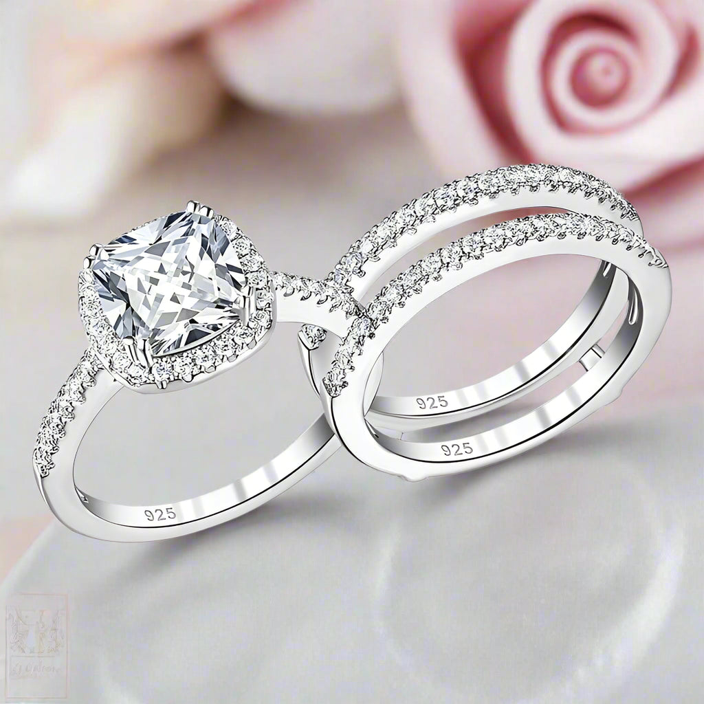 Cushion Cut Halo Diamond Engagement Ring-Black Diamonds New York