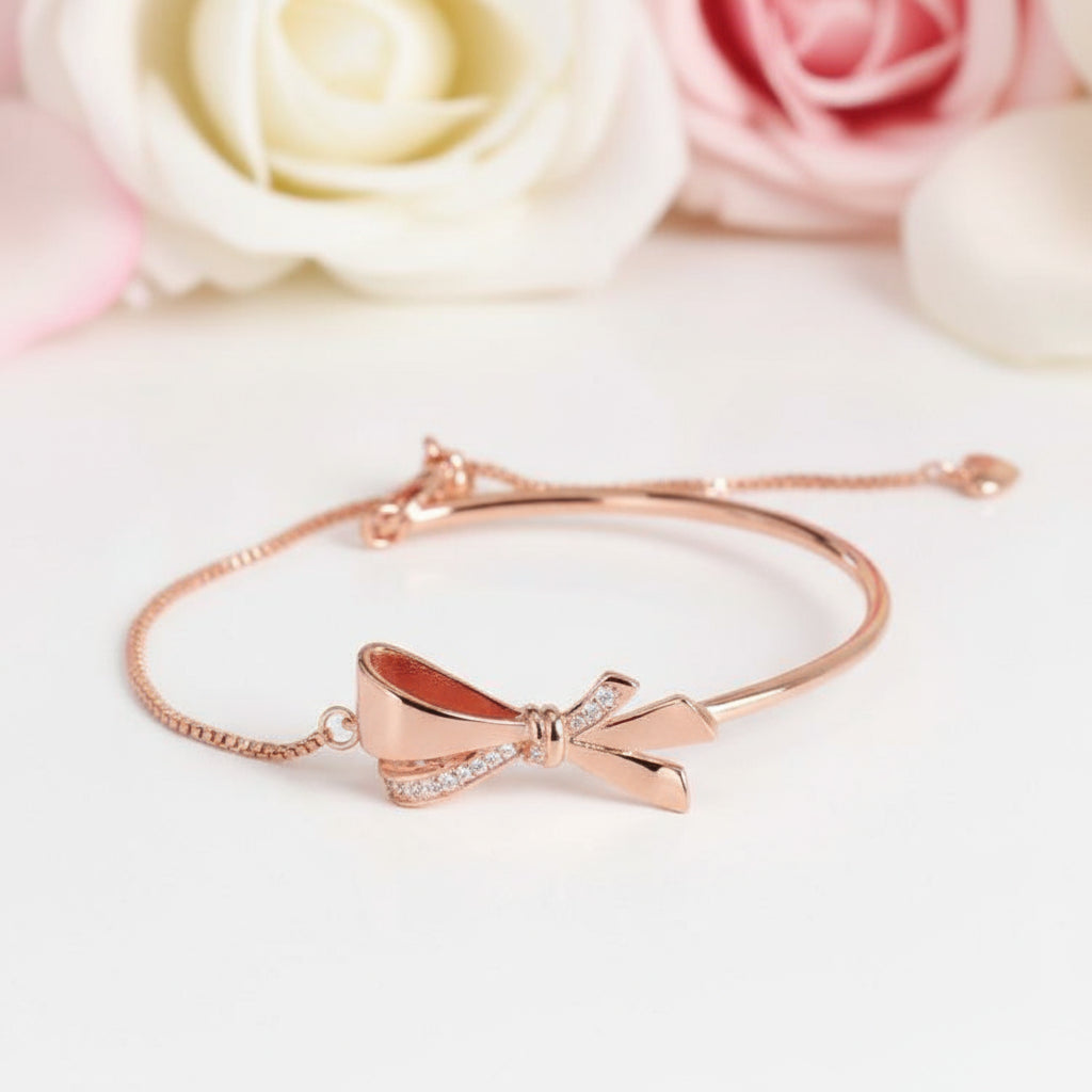 Diamond Delicate and Classic Bow Element Bracelet-Black Diamonds New York