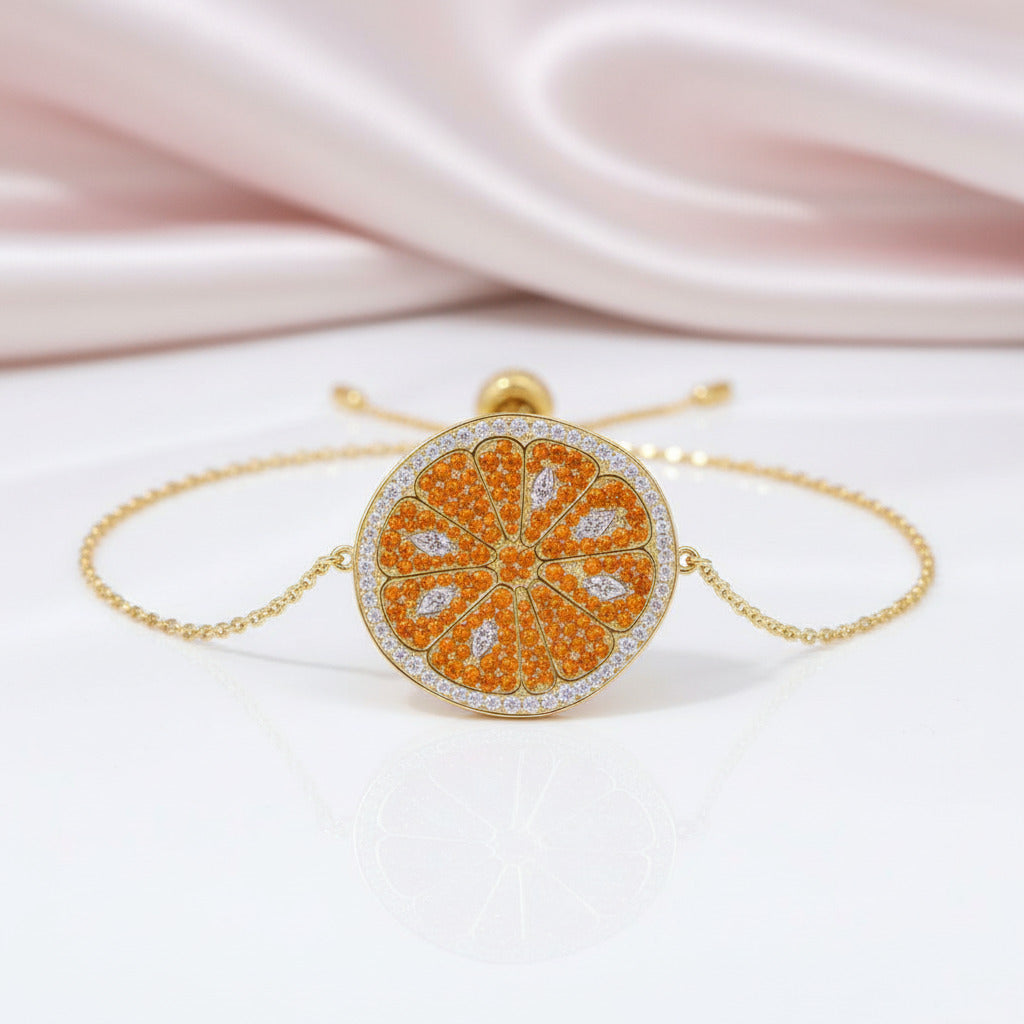 Diamond Option Encrusted Cute Orange Bracelet-Black Diamonds New York