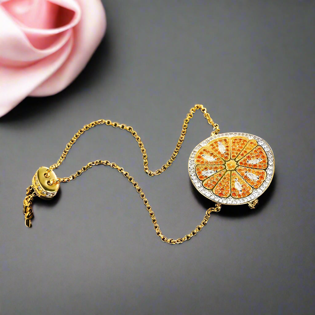 Diamond Encrusted Cute Orange Bracelet-Black Diamonds New York