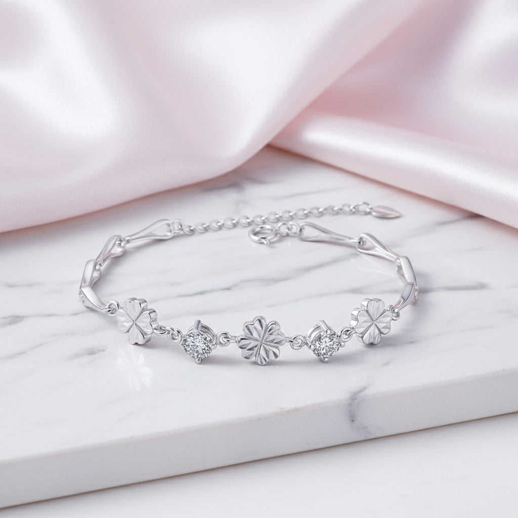 Diamond Option Four-leaf Clover Romantic Bracelet-Black Diamonds New York