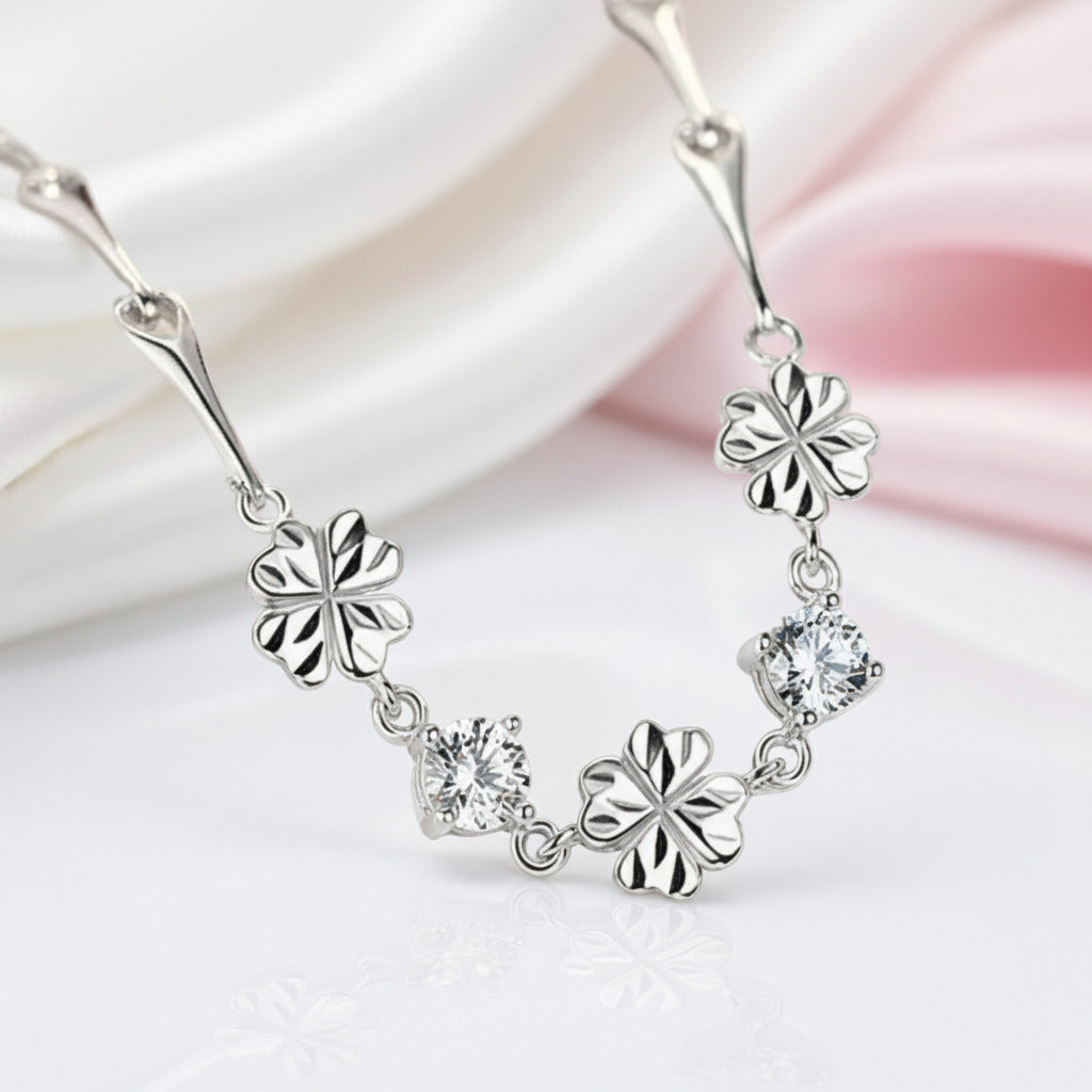 Diamond Option Four-leaf Clover Romantic Bracelet-Black Diamonds New York
