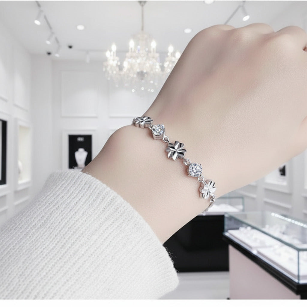Diamond Option Four-leaf Clover Romantic Bracelet-Black Diamonds New York