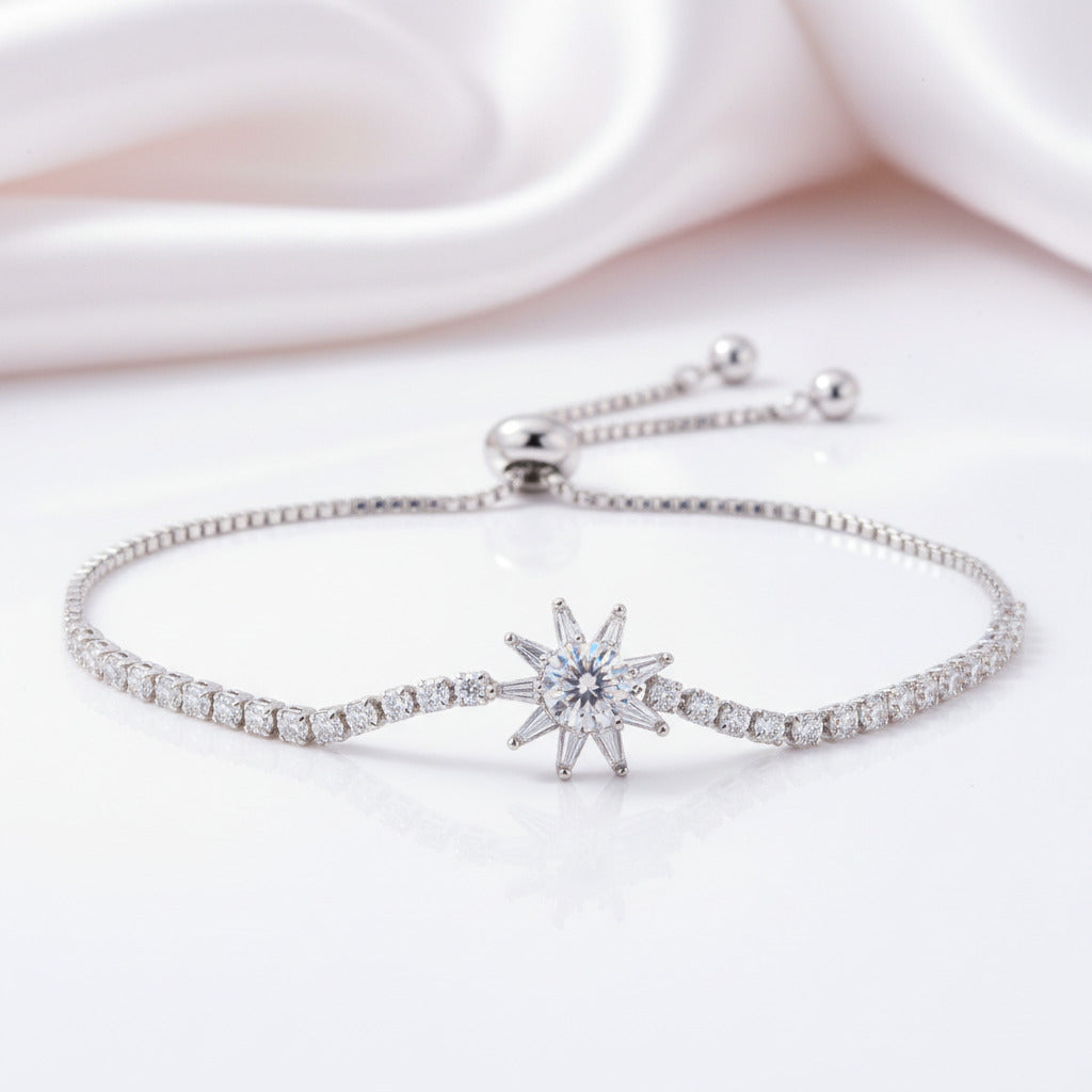 Diamond Option Sun-shaped Fashionable Simple Bracelet-Black Diamonds New York
