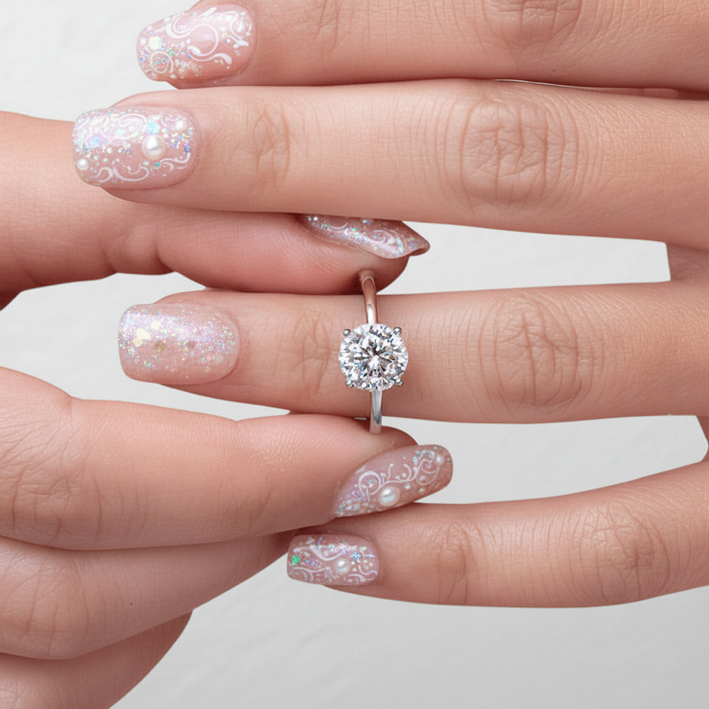 Elegant Rose Gold Round Cut 4 Prong Engagement Ring-Black Diamonds New York