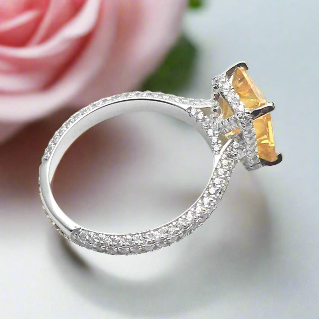 2.5ct Emerald Cut Yellow Diamond Engagement Ring-Black Diamonds New York