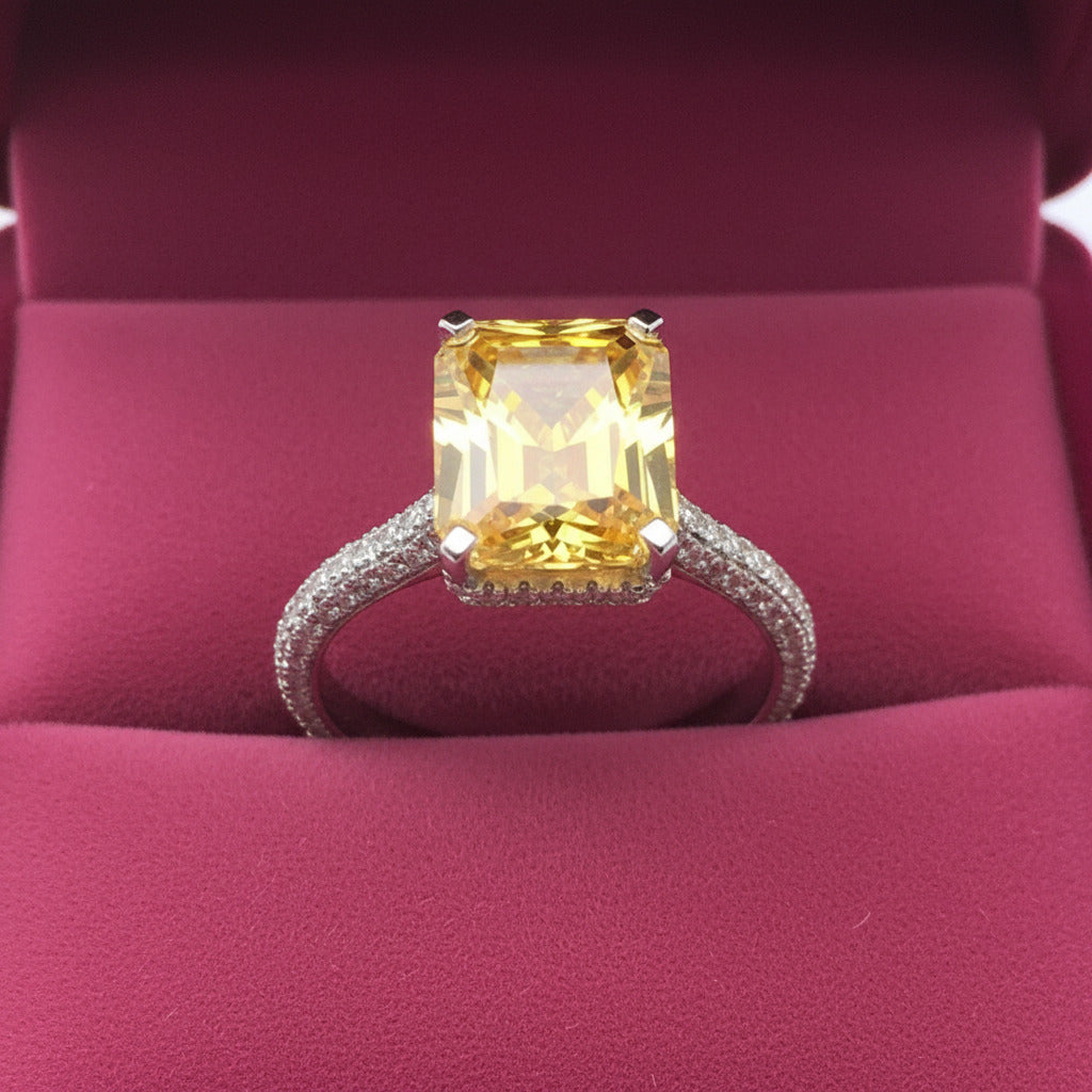 2.5ct Emerald Cut Yellow Diamond Engagement Ring-Black Diamonds New York