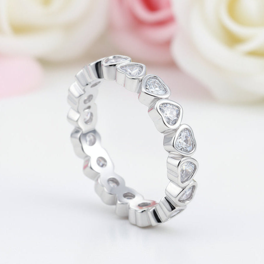 Full-Eternity Heart Shaped Diamond Stacking Wedding Band-Black Diamonds New York