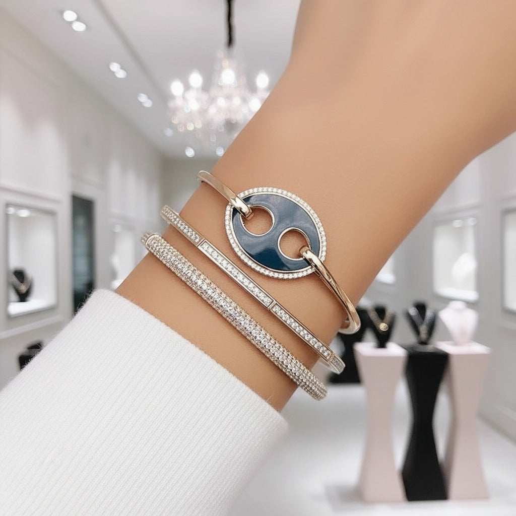 Gorgeous Three Layered Diamond Option Bangle-Black Diamonds New York