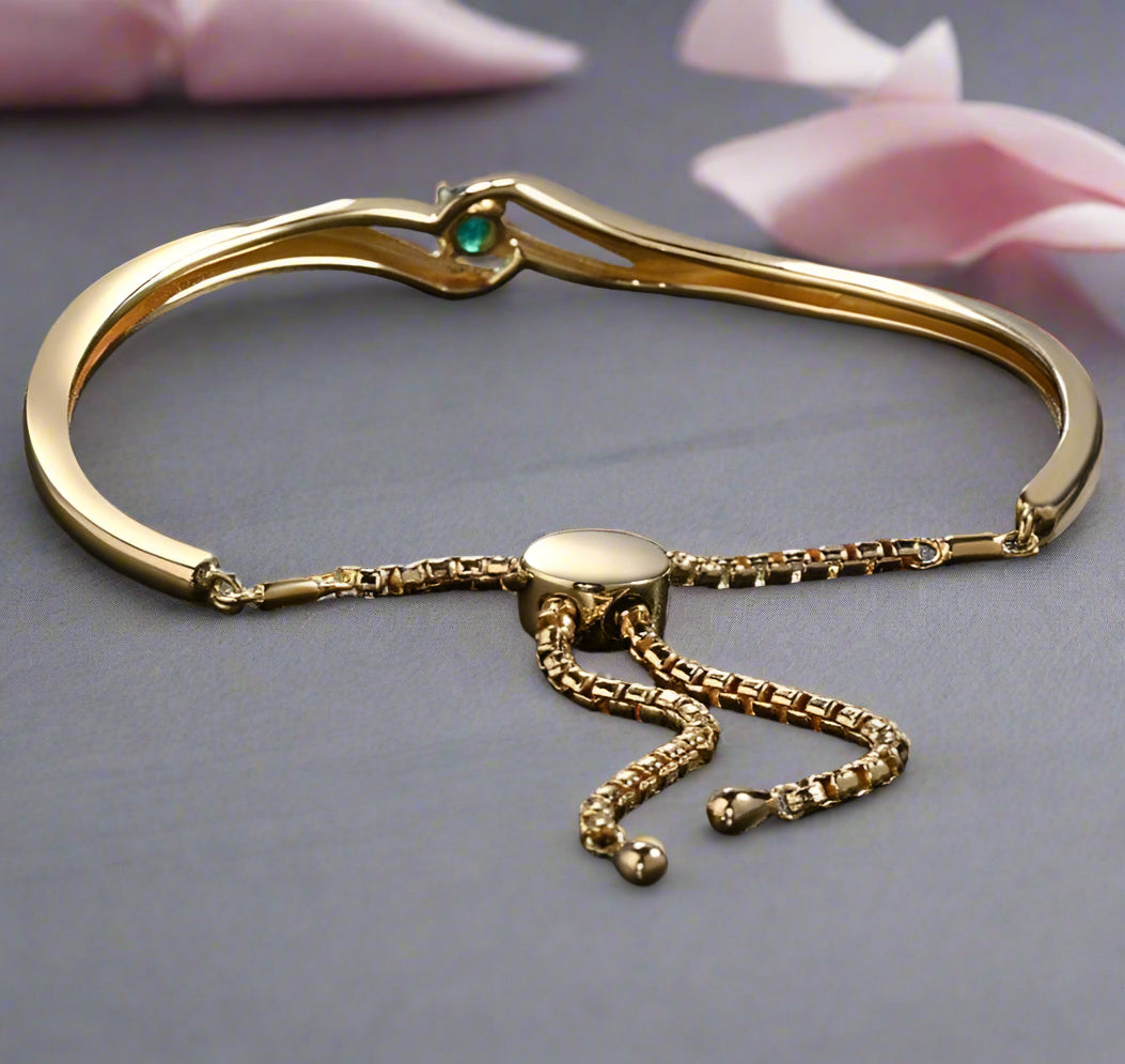 Green Spinel & Diamond Adjustable Bolo Bracelet-Black Diamonds New York