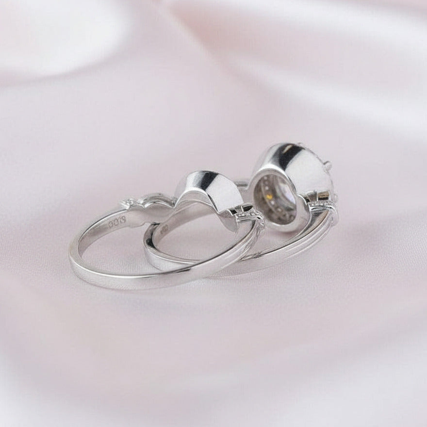 14K White Gold 2CT 8mm Diamond Engagement Ring Set-Black Diamonds New York