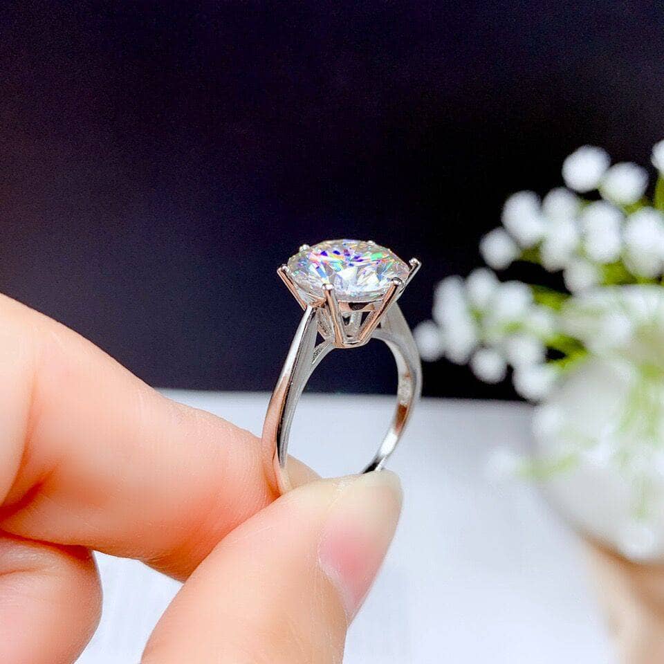 5ct Round Cut Crackling Diamond Option Classic Engagement Ring-Black Diamonds New York