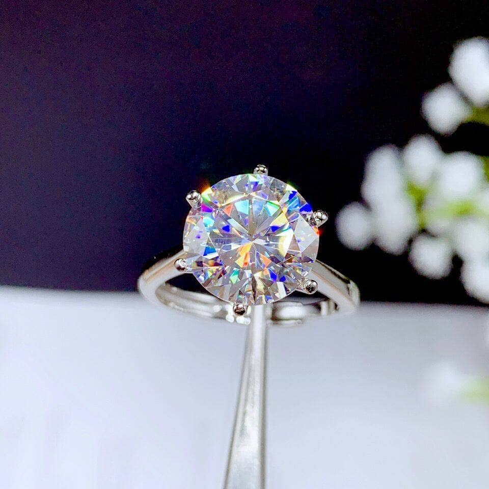5ct Round Cut Crackling Diamond Option Classic Engagement Ring-Black Diamonds New York