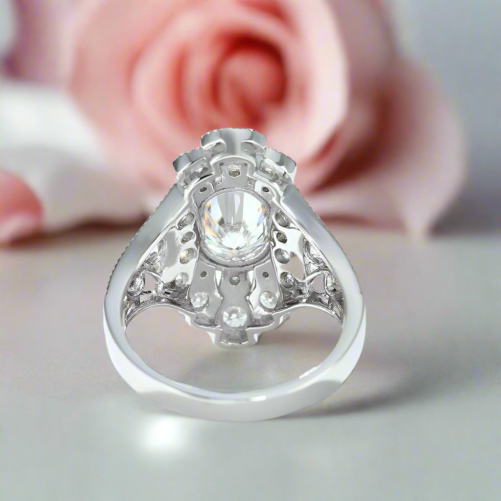 14k White Gold 2ct Oval Diamond Engagement Ring-Black Diamonds New York