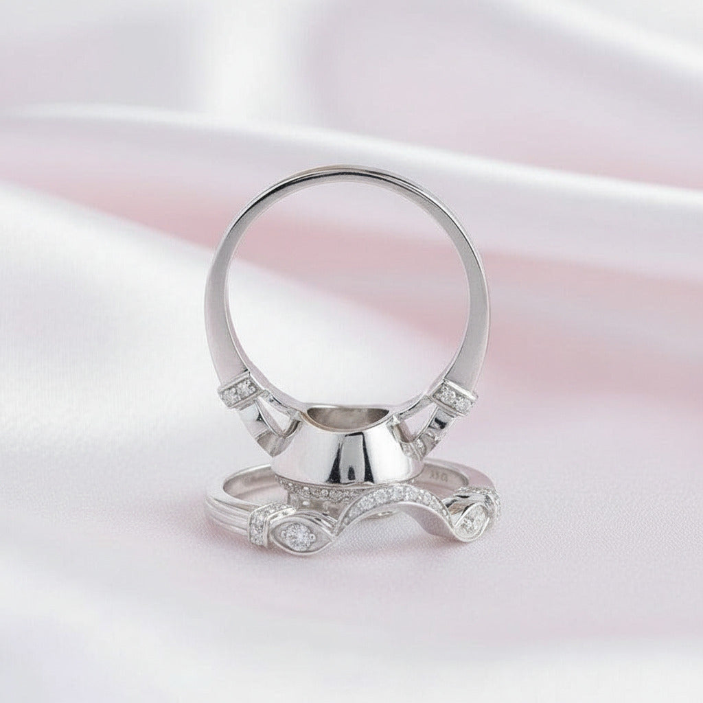 14K White Gold 2CT 8mm Diamond Engagement Ring Set-Black Diamonds New York