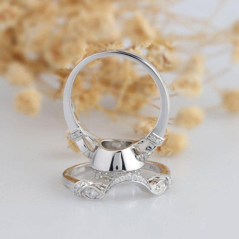 14K White Gold 2CT 8mm Moissanite Engagement Ring Set-Black Diamonds New York