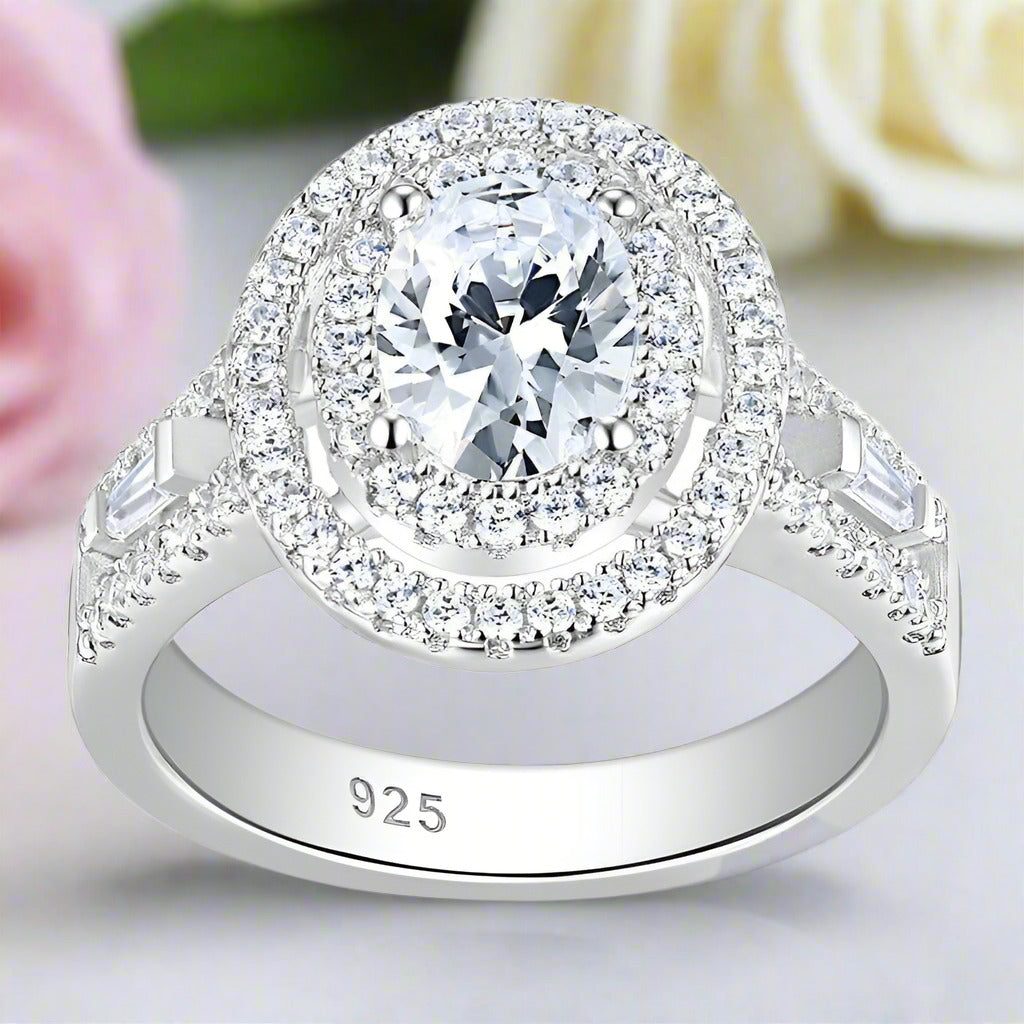 Halo Oval Shaped Diamond Engagement Ring-Black Diamonds New York