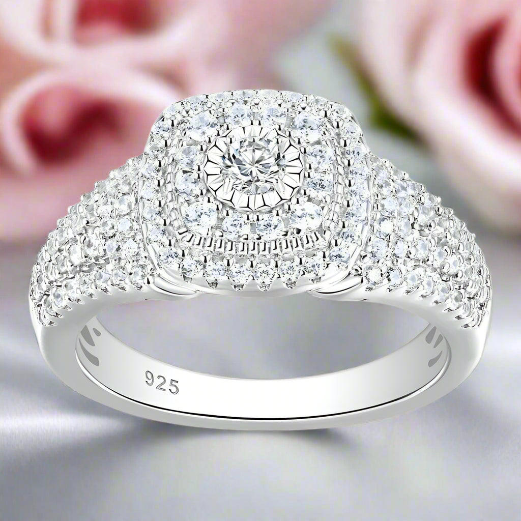 Halo Round Cut Diamond Engagement Ring-Black Diamonds New York