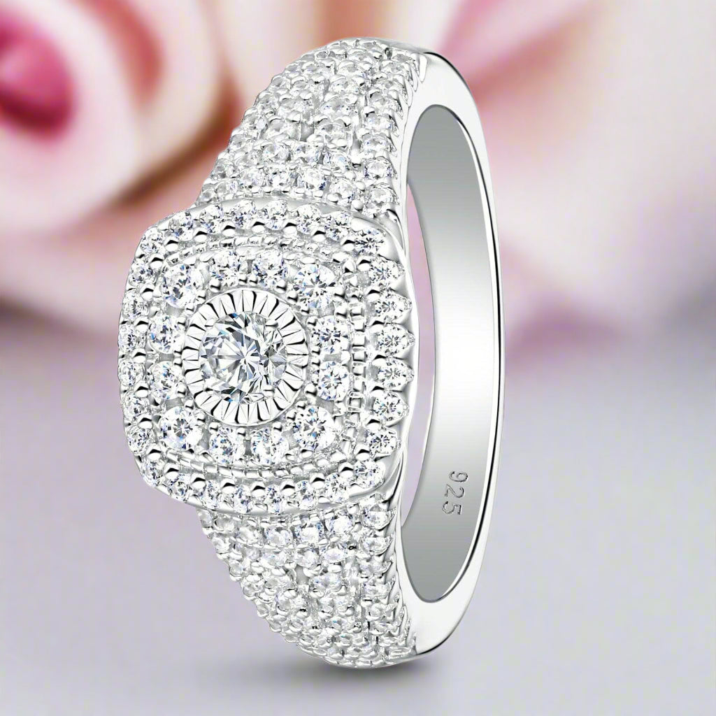 Halo Round Cut Diamond Engagement Ring-Black Diamonds New York